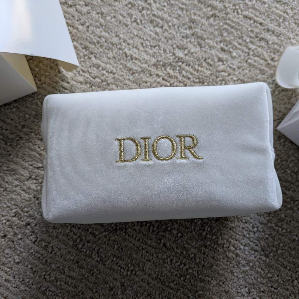 Dior White and Gold Pouch